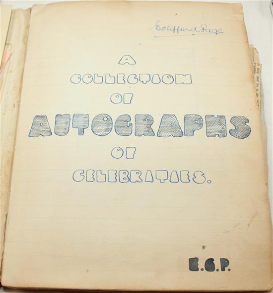 An autograph album, inc Agatha Christie, Churchill, etc.